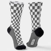 Grauer und weißer Racing Karo Socken (Gewinkelt)