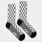 Grauer und weißer Racing Karo Socken (Rechts)