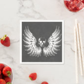 Grauer und weißer Rock Angel Wings Skull Serviette (Beispiel)