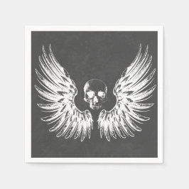 Grauer und weißer Rock Angel Wings Skull Serviette