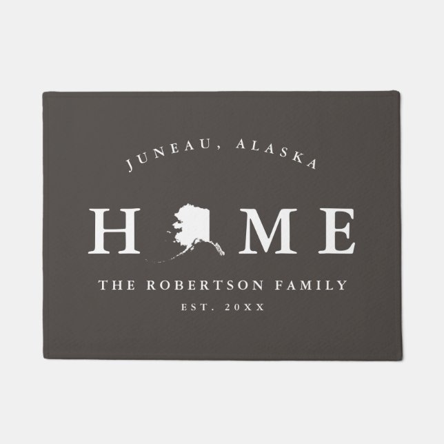Grauer und weißer Staat von Alaska Map Mat, Fußmatte (Vorderseite)