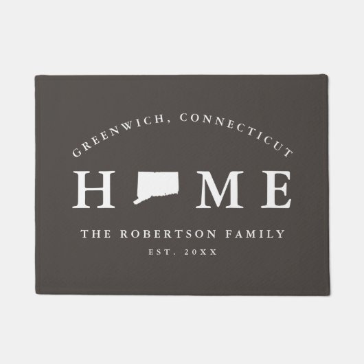 Grauer und weißer Staat von Connecticut Map Mat, Fußmatte (Vorderseite)