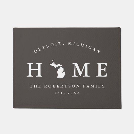 Grauer und weißer Staat von Michigan Map Mat, Door Fußmatte (Vorderseite)