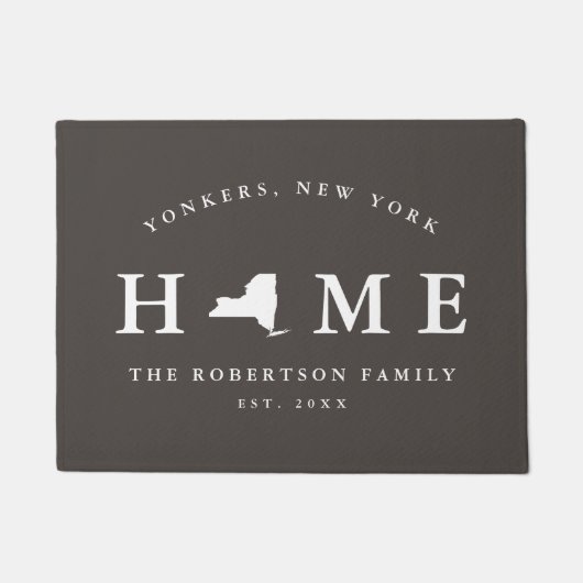 Grauer und weißer Staat von New York Map Mat, Door Fußmatte (Vorderseite)