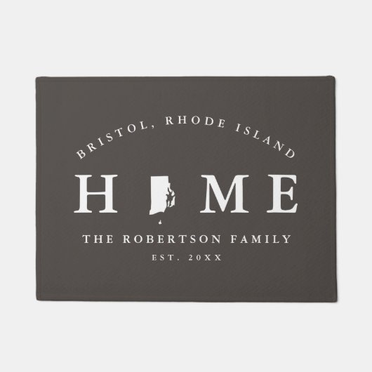 Grauer und weißer Staat von Rhode Island Map Mat, Fußmatte (Vorderseite)