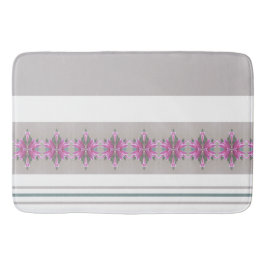 Grauer und weißer Streifen mit rosa Gemustertem Ak Badematte
