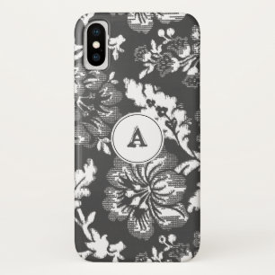 Grauer und weißer Vintager Blumendruck mit Case-Mate iPhone Hülle