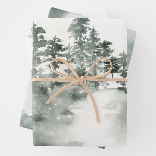 Grauer und weißer Winter Geschenkpapier Set (Beispiel)