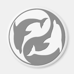 Grauer und weißer yin Yang-Delphin-Magnet Magnet