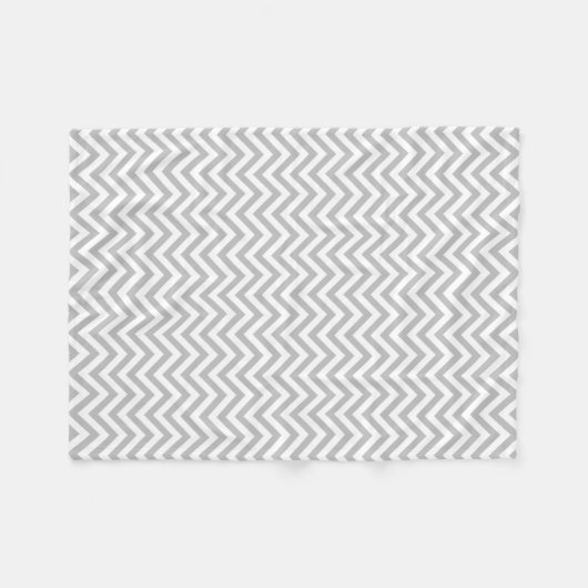 Grauer und weißer Zickzack Stripes Zickzack Muster Fleecedecke (Vorderseite (Horizontal))