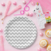 Grauer und weißer Zickzack-Zickzack Muster Pappteller (Party)