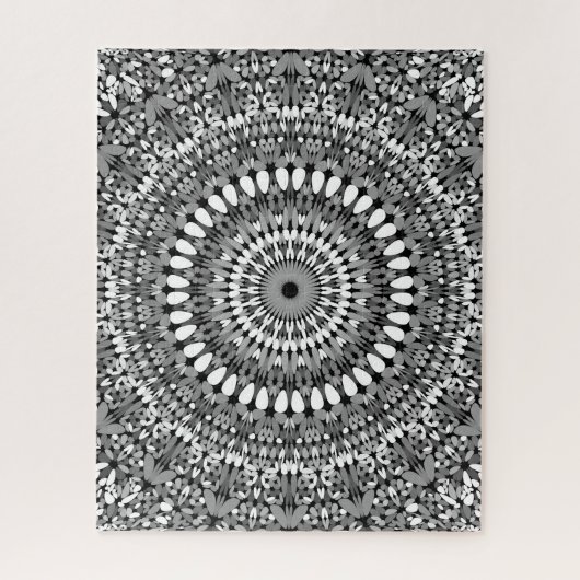 Grauer verzierter KiesMandala Puzzle (Vertikal)