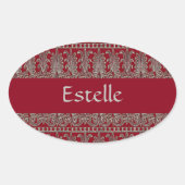 Grauer Viktorianischer Ziermaron Ovaler Aufkleber (Vorderseite)