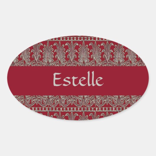 Grauer Viktorianischer Ziermaron Ovaler Aufkleber (Vorderseite)