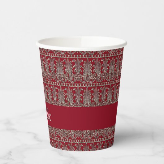 Grauer Viktorianischer Ziermaron Pappbecher (Links)