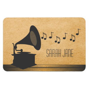 Grauer Vintage-Grammophon Premium-Magnet Magnet