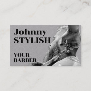 Grauer Vintager Retro-Friseur Visitenkarte