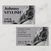 Grauer Vintager Retro-Friseur Visitenkarte (Vorne/Hinten)