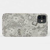 Grauer Vintager Stil Floral Art Handy Case (Rückseite (Horizontal))