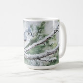 Grauer Vogel im Snow Winter Tasse Cup (VorderseiteRechts)