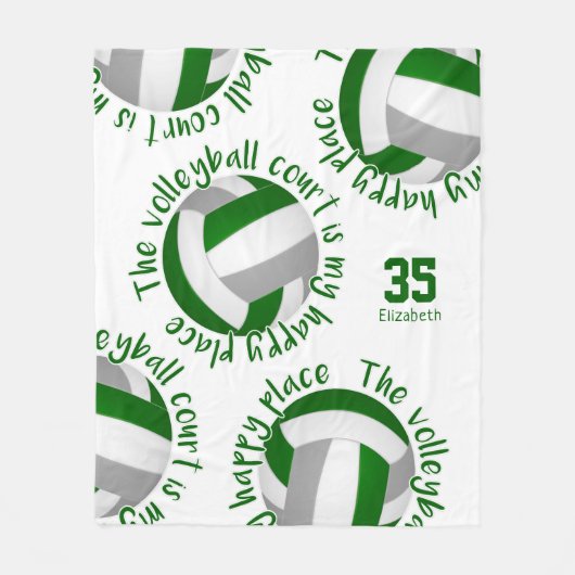 Grauer Volleyballplatz, Happy Place Typografie Fleecedecke (Vorderseite)