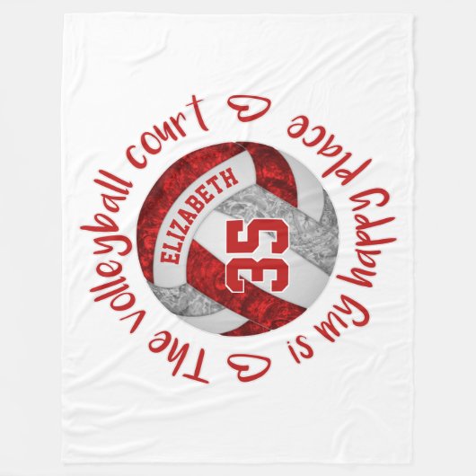 Grauer Volleyballplatz personalisiert Fleecedecke (Vorderseite)