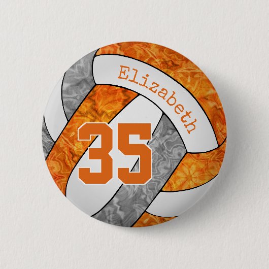 Grauer Volleyballteam in mädchenhaften Farben Button (Vorderseite)