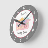 Grauer Waschsalon Personalisiert Runde Wanduhr (Winkel)