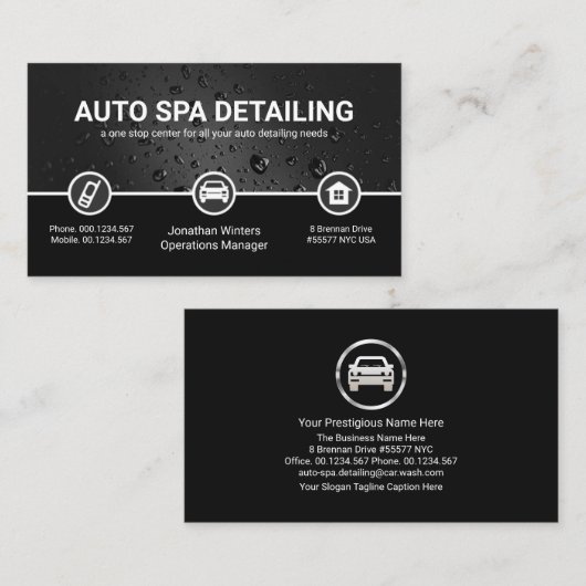 Grauer Wassertropfen Spezielles Auto Grenzwasser Visitenkarte (Vorne/Hinten)