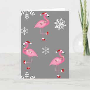 grauer Weihnachten Santa Claus Flamingo Einladung