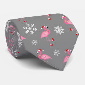 grauer Weihnachts-Weihnachtsmann-Flamingo Krawatte (Gerollt)