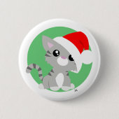 Grauer Weihnachtskitty Button (Vorderseite)