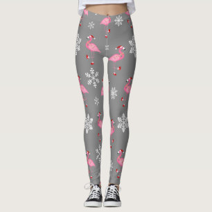 grauer Weihnachtsmann-Flamingo Leggings
