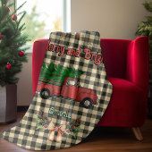 Grauer Weihnachtsrucker Baffalo karierte Monogramm Fleecedecke