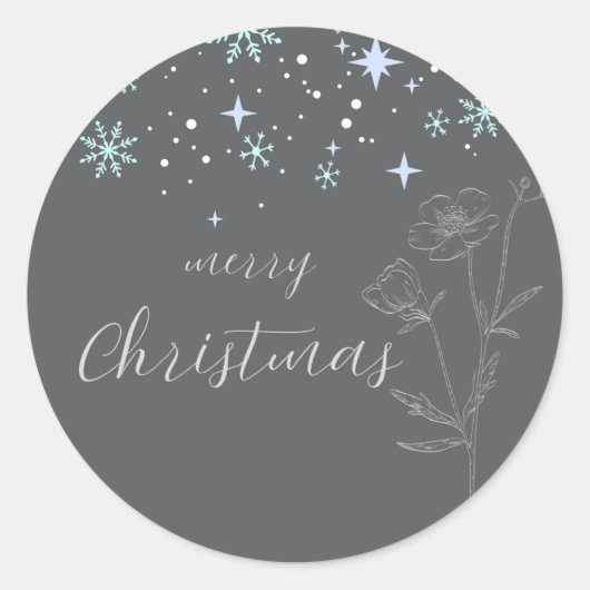 Grauer Weihnachtssticker Runder Aufkleber (Vorderseite)