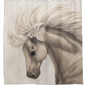 Grauer weißer Elfenbein Wild Mane Duschvorhang (Vorderseite)