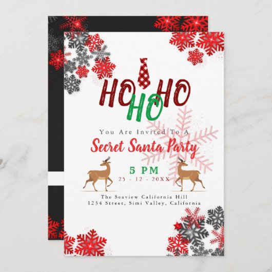 Grauer weißer Glitzer Glitzern Frohe Weihnachten C Einladung (Vorne/Hinten)