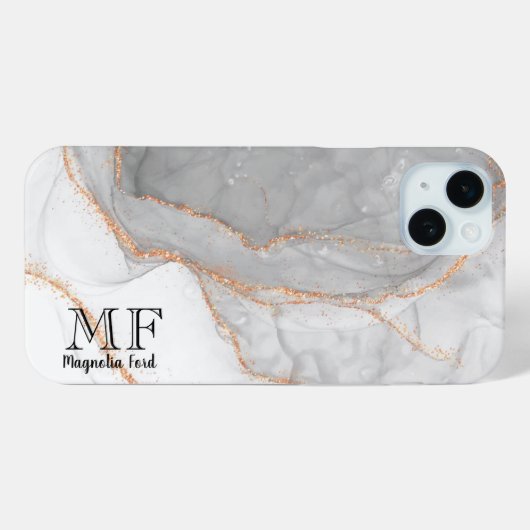 Grauer weißer Glitzer-Marmor individuell anpassbar Case-Mate iPhone Hülle (Rückseite (Horizontal))