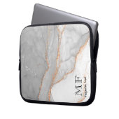 Grauer weißer Glitzer-Marmor individuell anpassbar Laptopschutzhülle (Vorderseite Links)