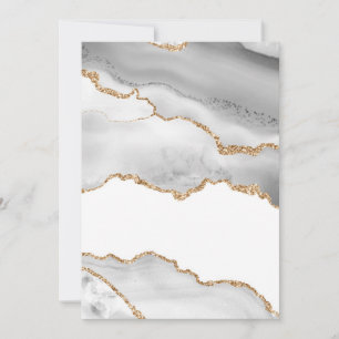 Grauer weißer Marmor Agate Raffinierter Goldener G Dankeskarte