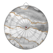 Grauer weißer Marmor Agate Raffinierter Goldener G Dartscheibe (vorne)