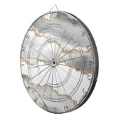 Grauer weißer Marmor Agate Raffinierter Goldener G Dartscheibe (Vorderseite rechts)