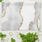 Grauer weißer Marmor Agate Raffinierter Goldener G Geschirrtuch (Gefaltet)