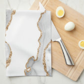 Grauer weißer Marmor Agate Raffinierter Goldener G Geschirrtuch (Viertel Falte)