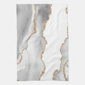 Grauer weißer Marmor Agate Raffinierter Goldener G Geschirrtuch (Vertikal)