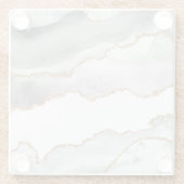 Grauer weißer Marmor Agate Raffinierter Goldener G Glasuntersetzer (Rückseite)