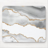Grauer weißer Marmor Agate Raffinierter Goldener G Mousepad (Vorne)