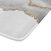 Grauer weißer Marmor Agate Raffinierter Goldener G Schneidebrett (Ecke)