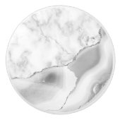 Grauer weißer Marmor Agate Silver Glitzer Keramikknauf (Vorderseite)