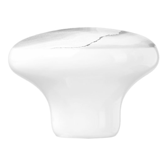 Grauer weißer Marmor Agate Silver Glitzer Keramikknauf (Seitenansicht)